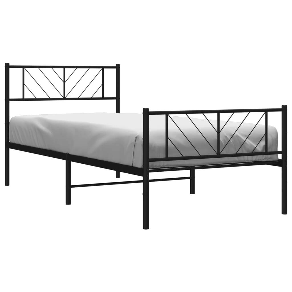 Metalni okvir kreveta uzglavlje i podnožje crni 107x203 cm