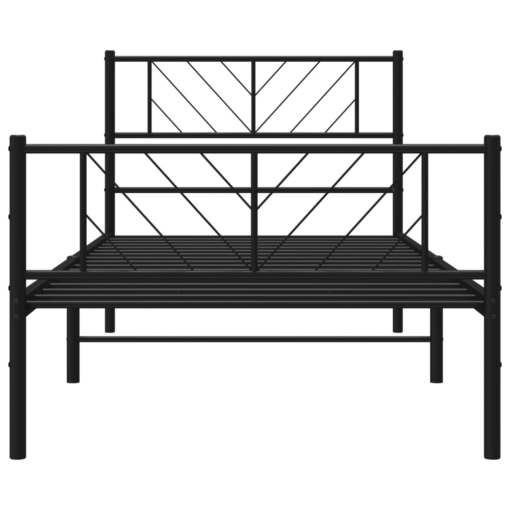 Metalni okvir kreveta uzglavlje i podnožje crni 107x203 cm