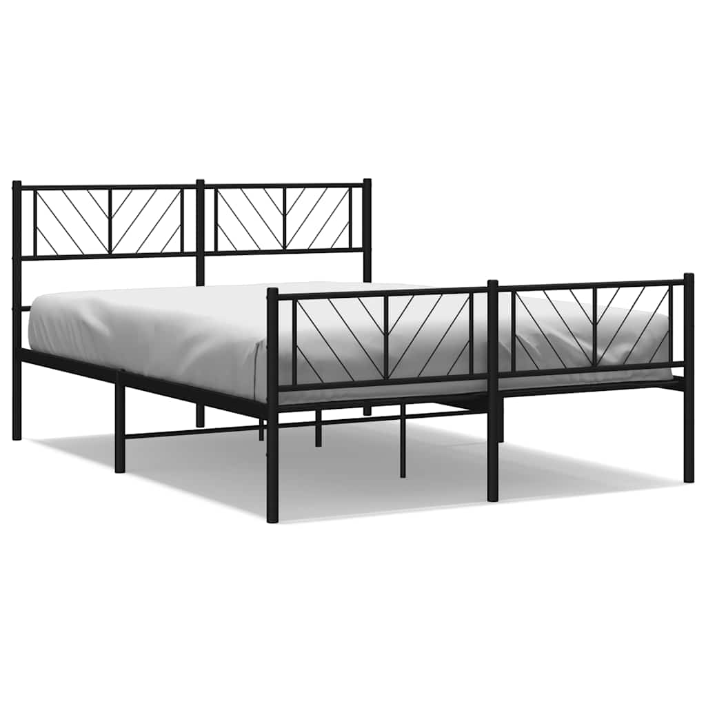 Metalni okvir kreveta uzglavlje i podnožje crni 120x190 cm