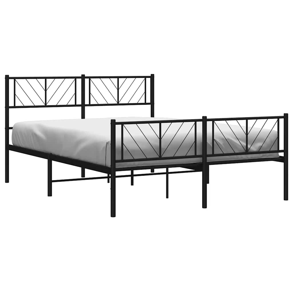 Metalni okvir kreveta uzglavlje i podnožje crni 120x190 cm