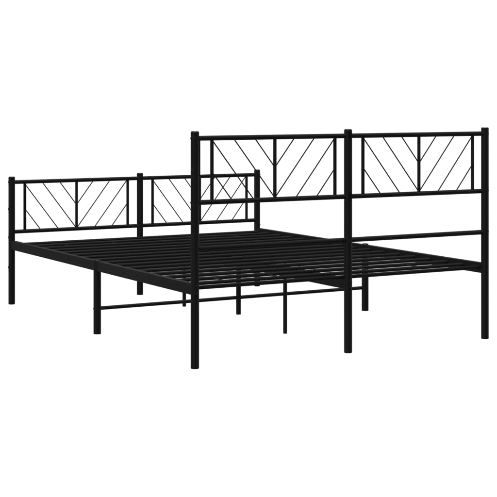Metalni okvir kreveta uzglavlje i podnožje crni 120x200 cm