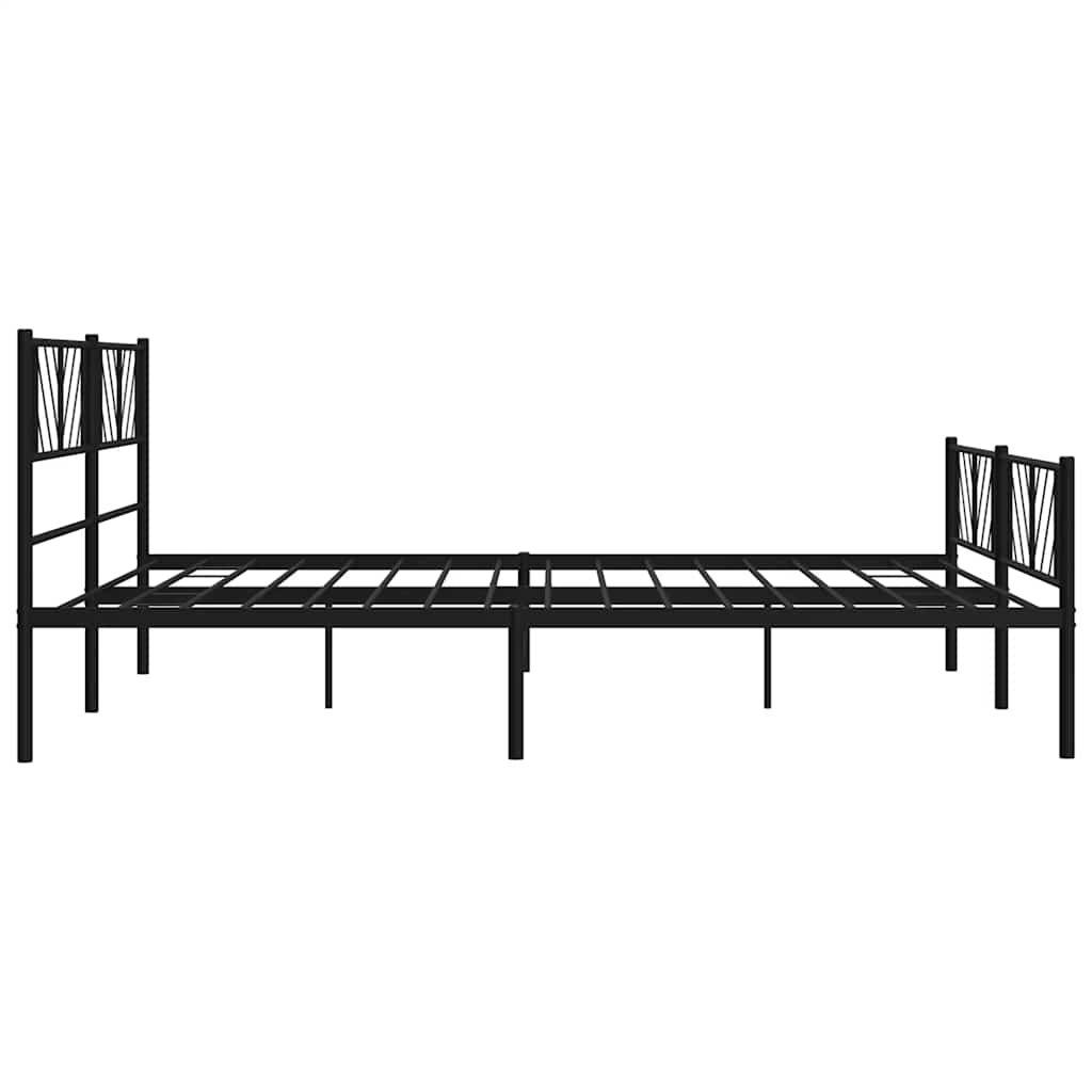 Metalni okvir krevet bez madraca s podnožjem crni 180x200 cm