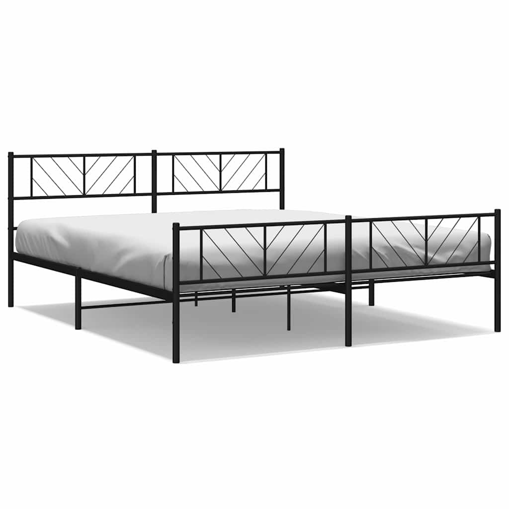Metalni okvir kreveta uzglavlje i podnožje crni 183x213 cm
