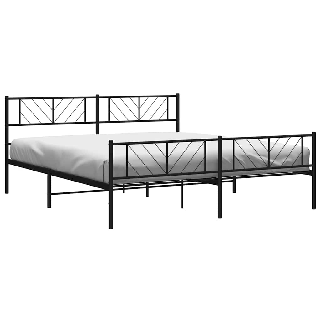 Metalni okvir kreveta uzglavlje i podnožje crni 183x213 cm