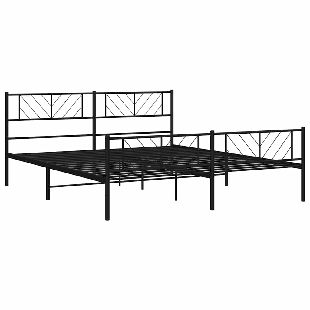 Metalni okvir kreveta uzglavlje i podnožje crni 183x213 cm