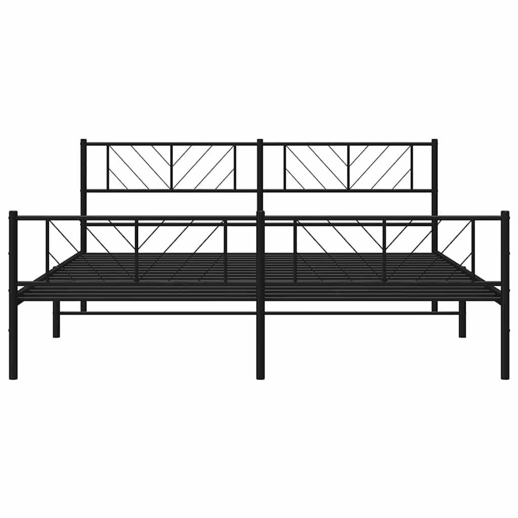 Metalni okvir kreveta uzglavlje i podnožje crni 183x213 cm