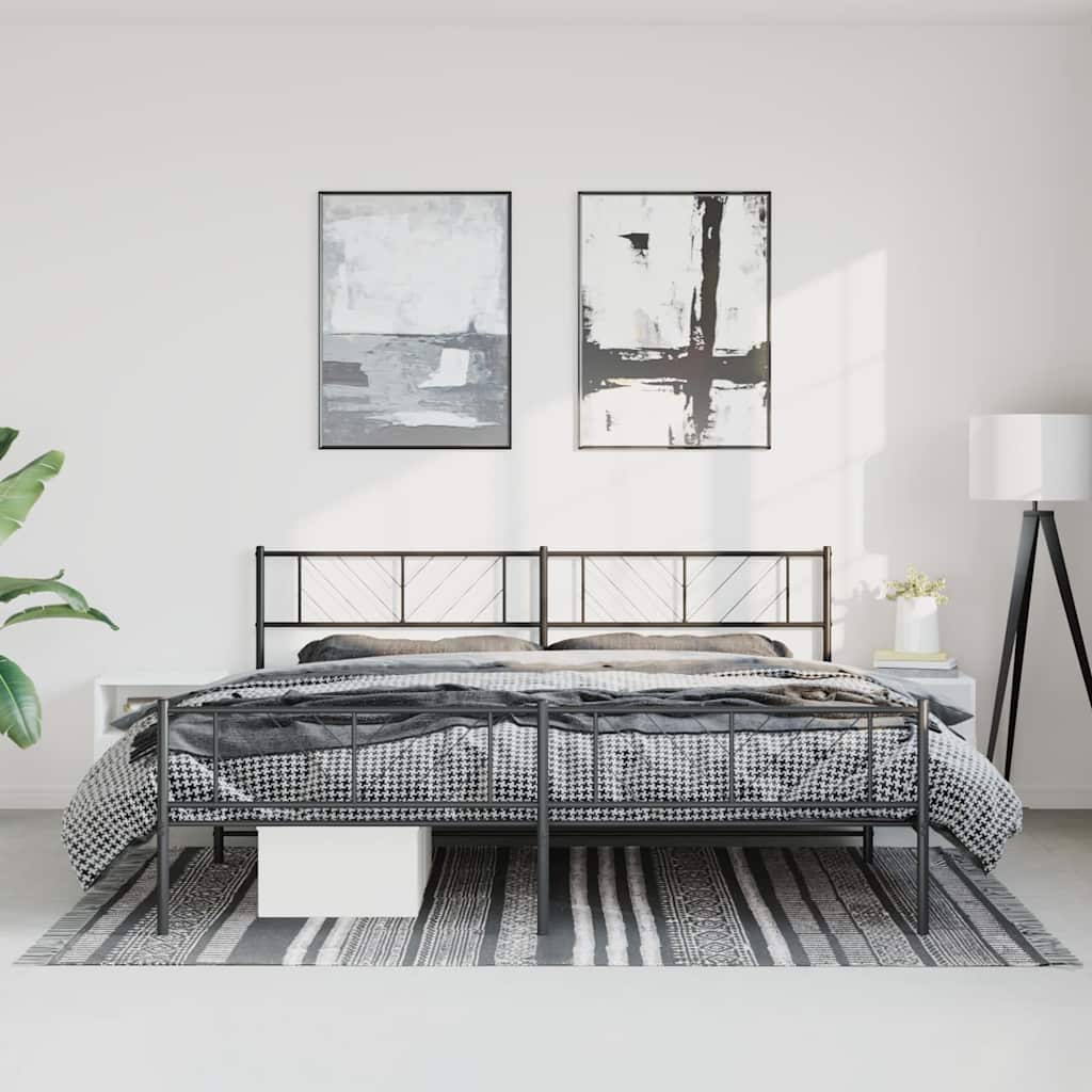 Metalni okvir kreveta uzglavlje i podnožje crni 183x213 cm