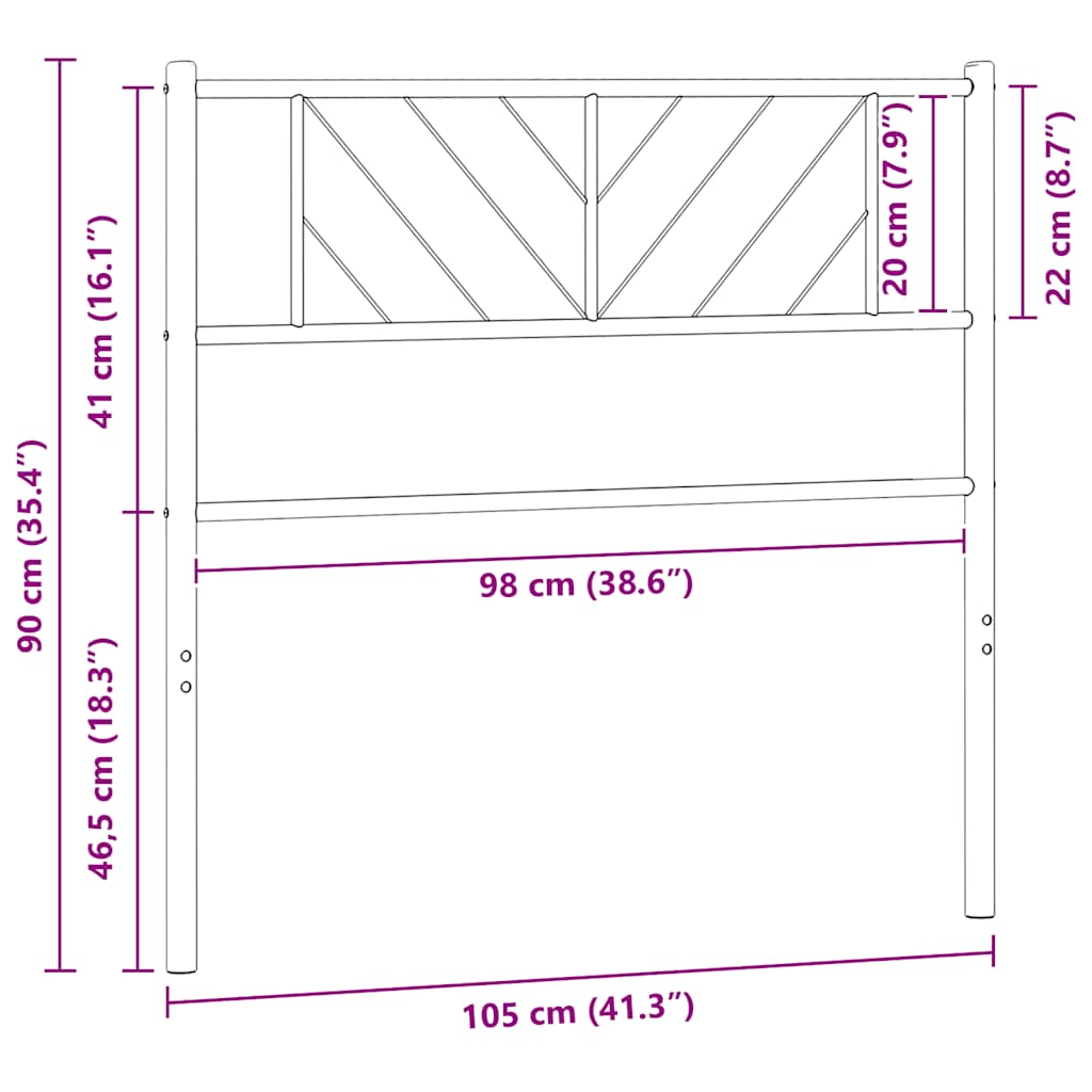 Metalno zamjensko uzglavlje crno 100 cm