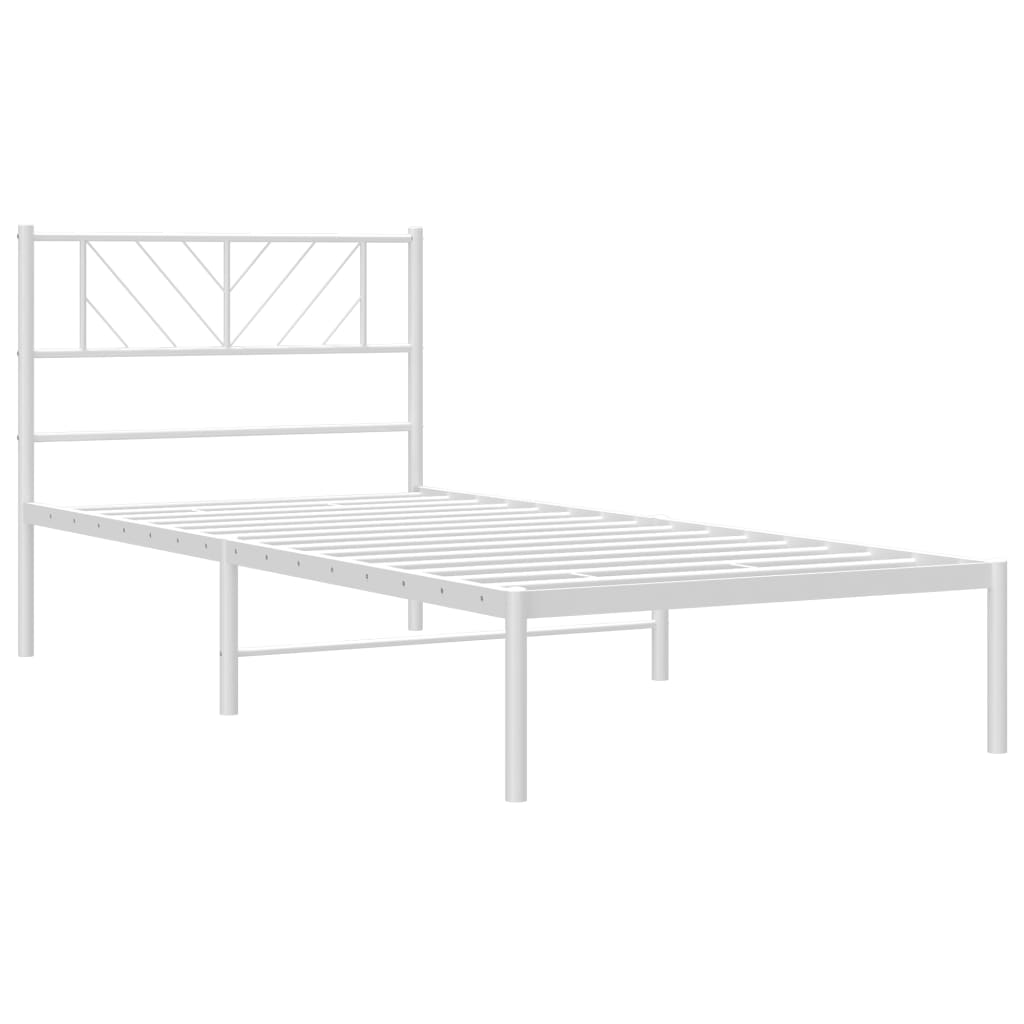 Metalni okvir krevet bez madraca s uzglavljem bijeli 75x190 cm