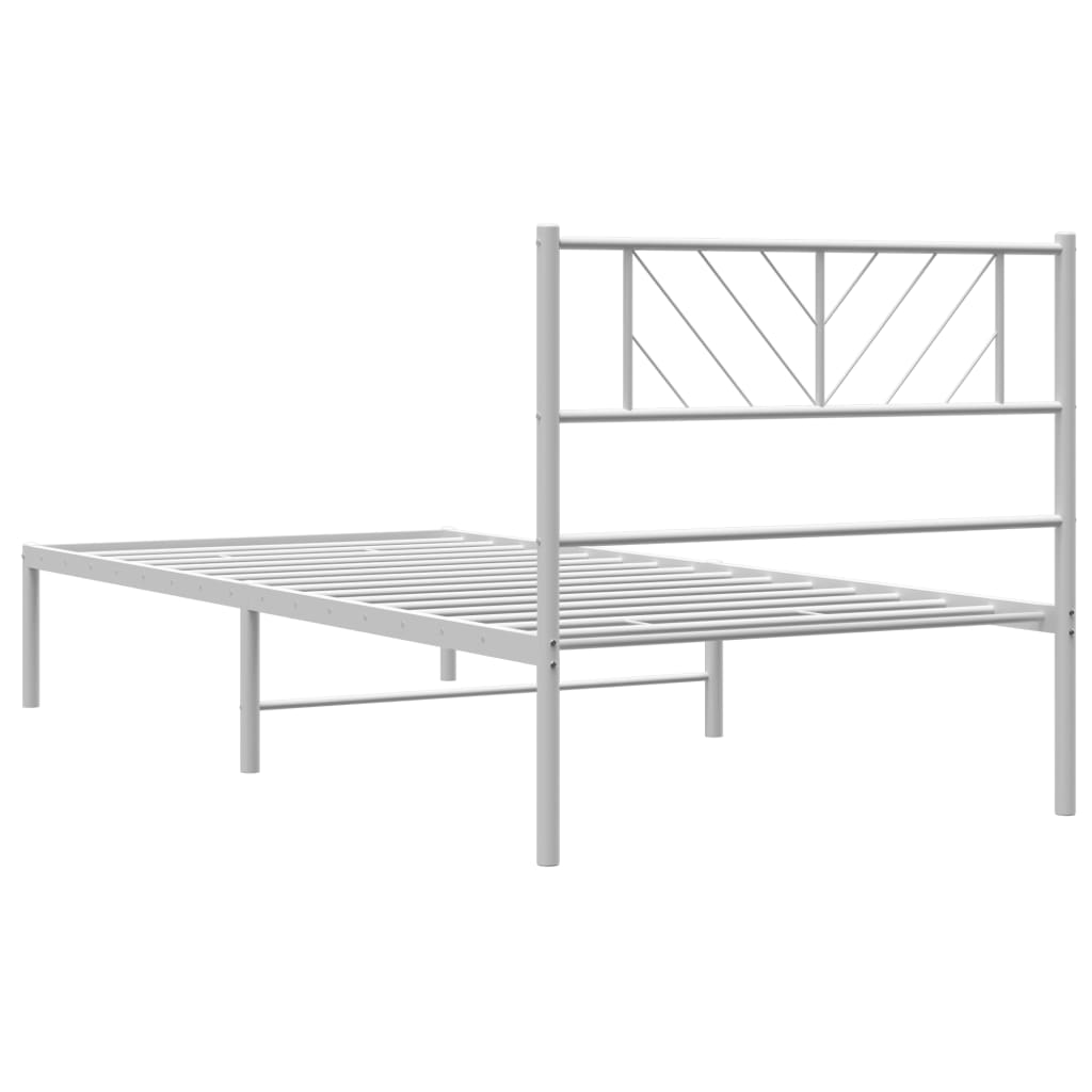 Metalni okvir za krevet s uzglavljem bijeli 90 x 190 cm