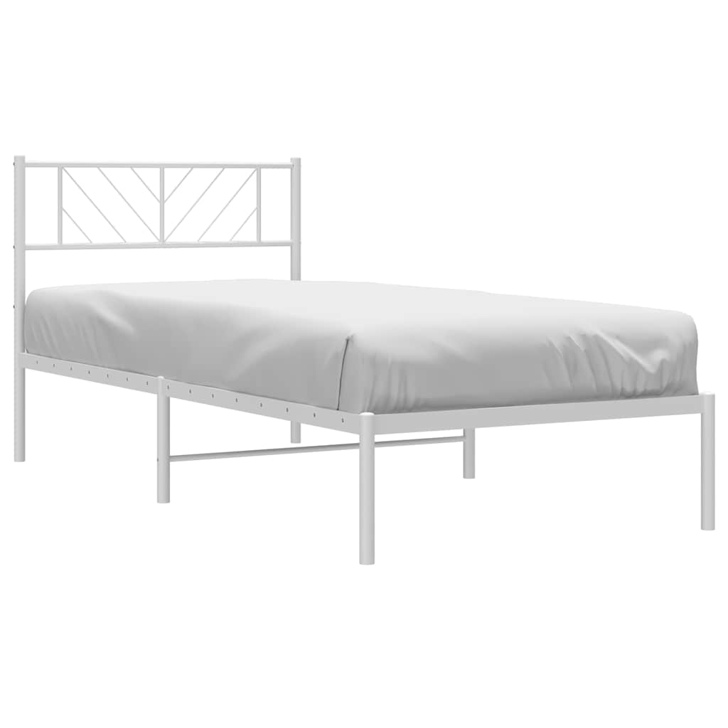 Metalni okvir za krevet s uzglavljem bijeli 100x190 cm