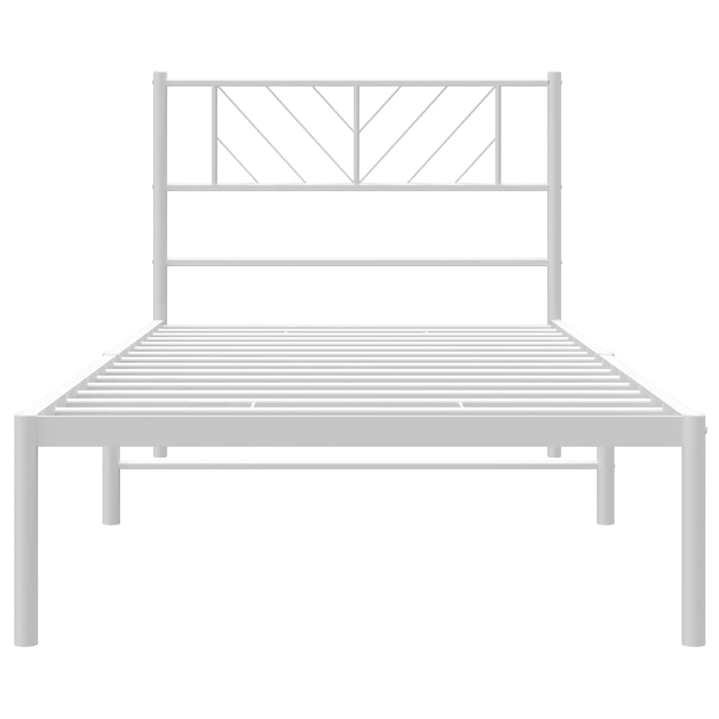 Metalni okvir za krevet s uzglavljem bijeli 100x200 cm
