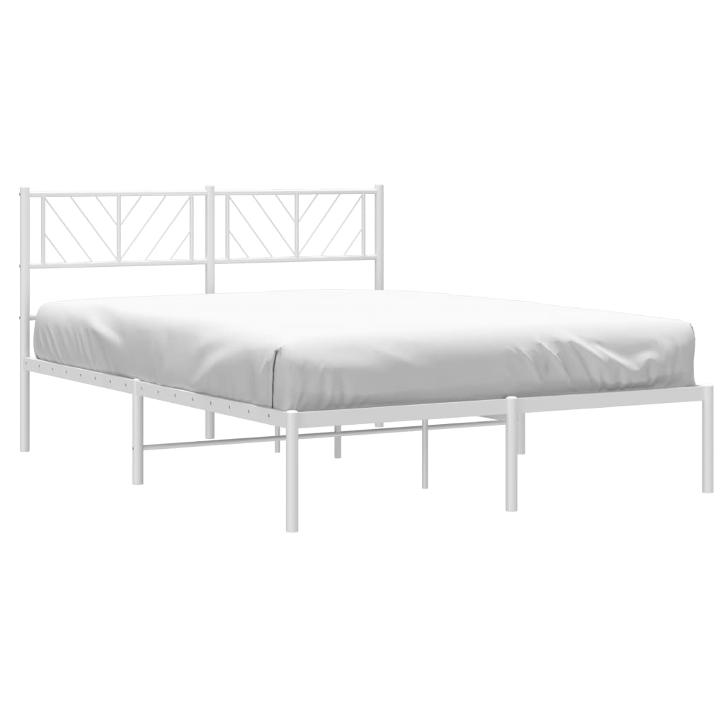 Metalni okvir za krevet s uzglavljem bijeli 120x200 cm