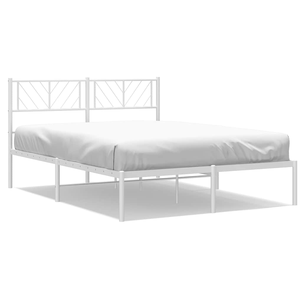 Metalni okvir za krevet s uzglavljem bijeli 135x190 cm