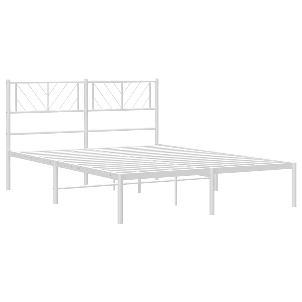 Metalni okvir za krevet s uzglavljem bijeli 135x190 cm