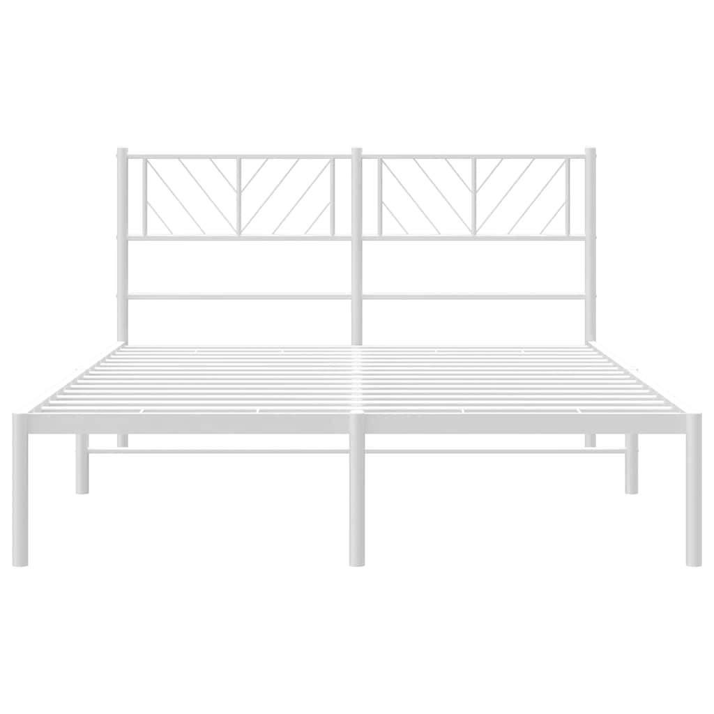 Metalni okvir za krevet s uzglavljem bijeli 135x190 cm