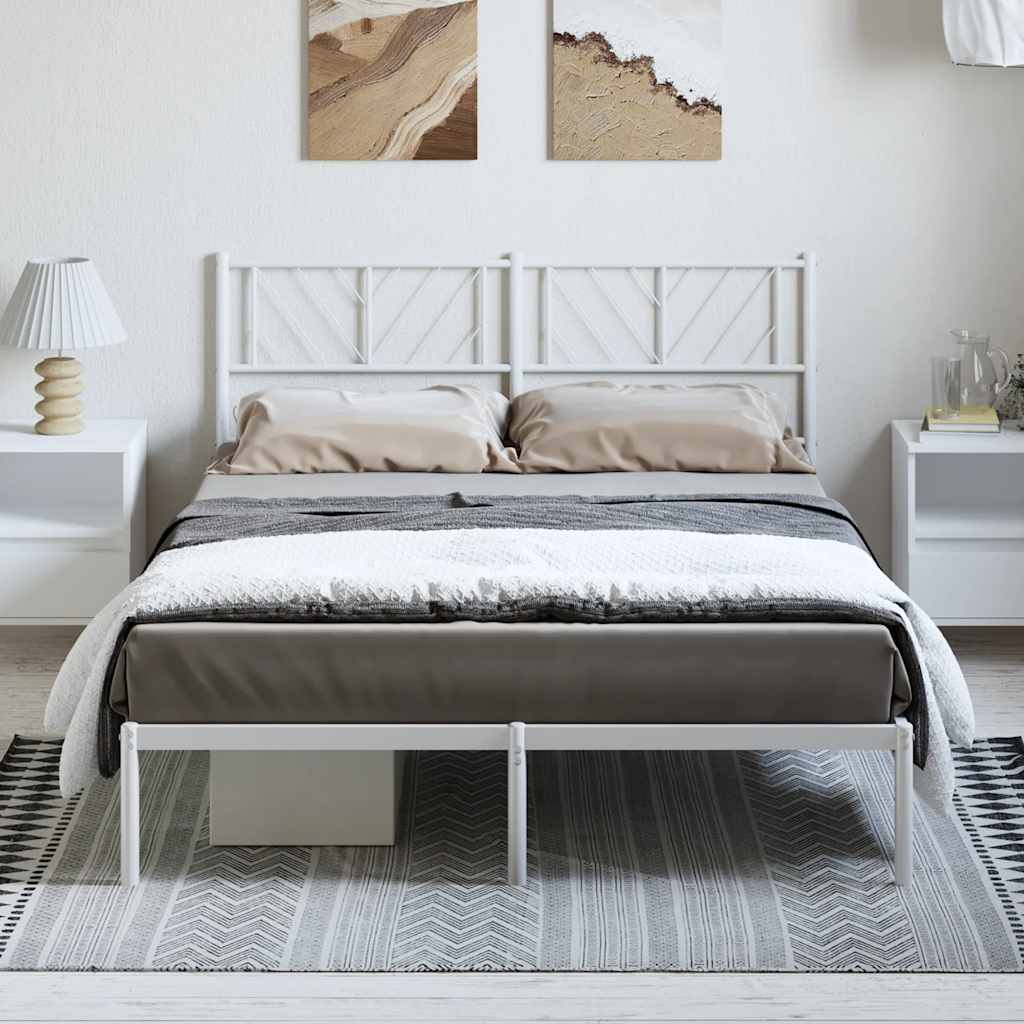 Metalni okvir za krevet s uzglavljem bijeli 135x190 cm