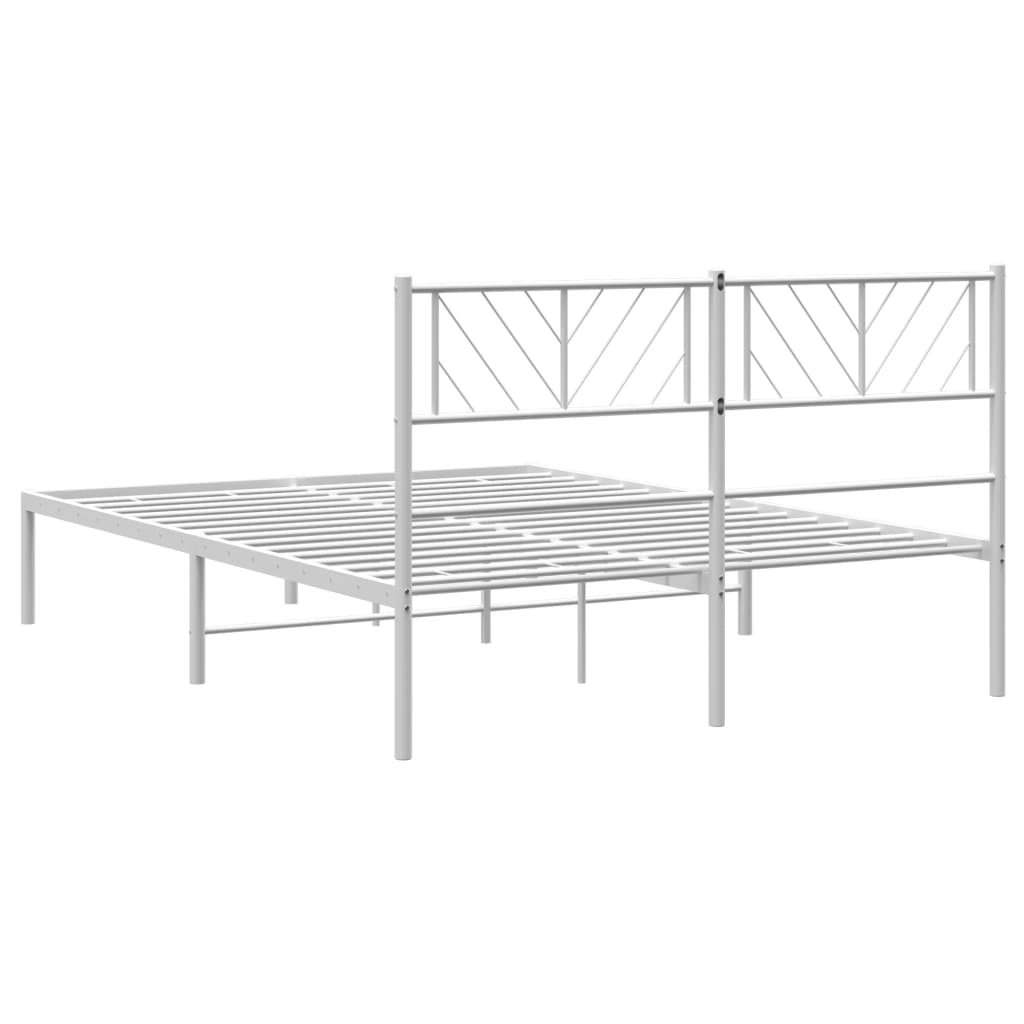 Metalni okvir za krevet s uzglavljem bijeli 140 x 200 cm