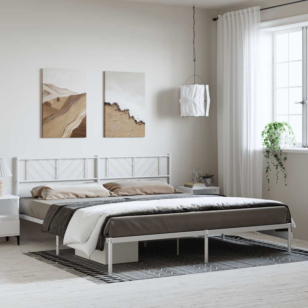 Metalni okvir za krevet s uzglavljem bijeli 193x203 cm