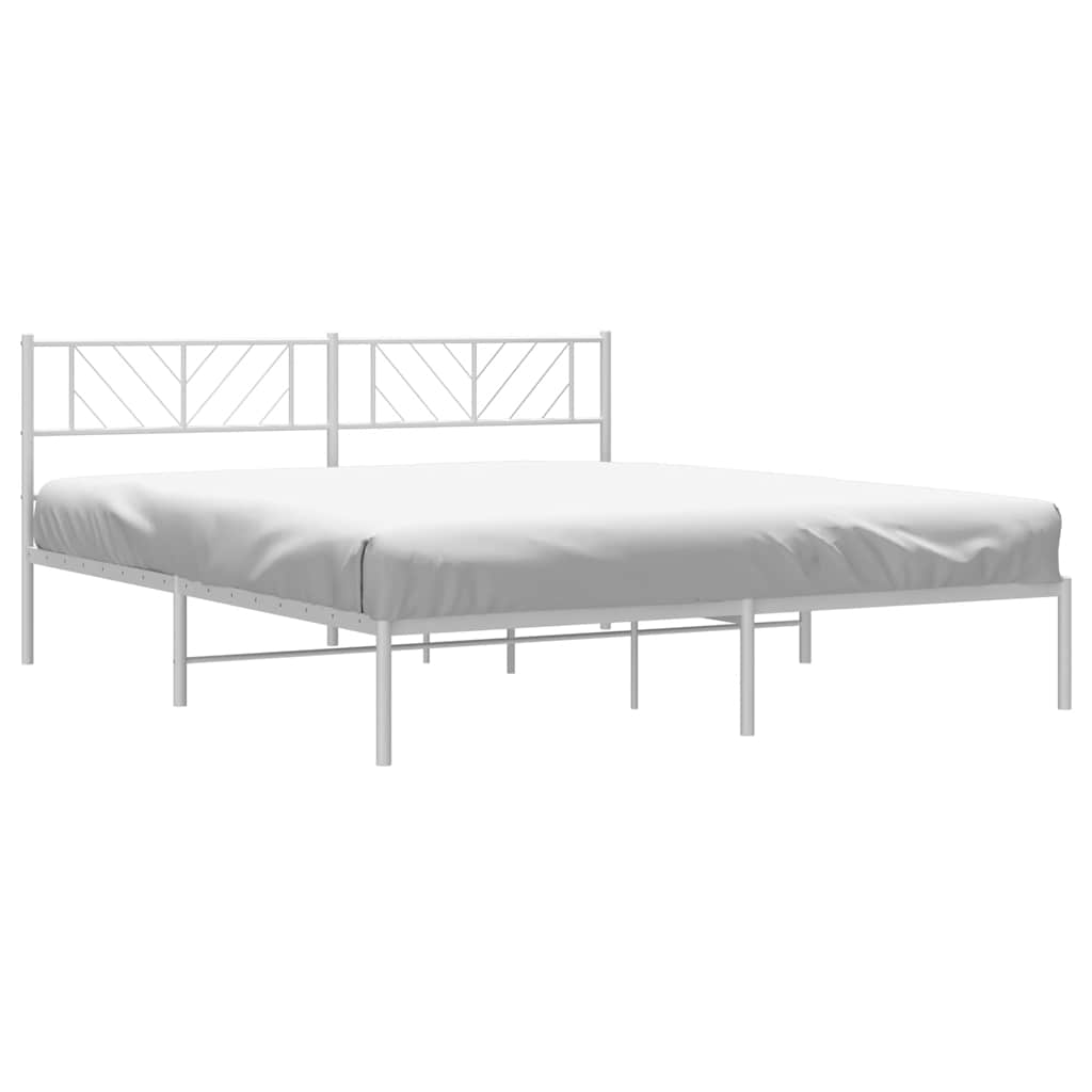 Metalni okvir za krevet s uzglavljem bijeli 193x203 cm