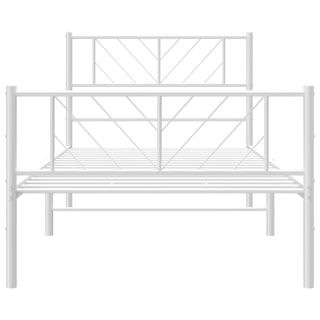 Metalni okvir kreveta uzglavlje i podnožje bijeli 75x190 cm