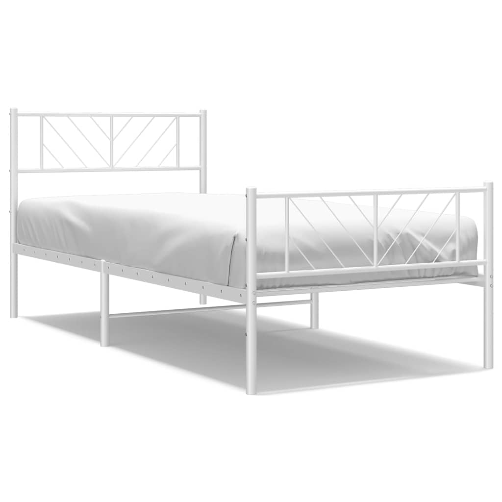 Metalni okvir kreveta uzglavlje i podnožje bijeli 100x190 cm