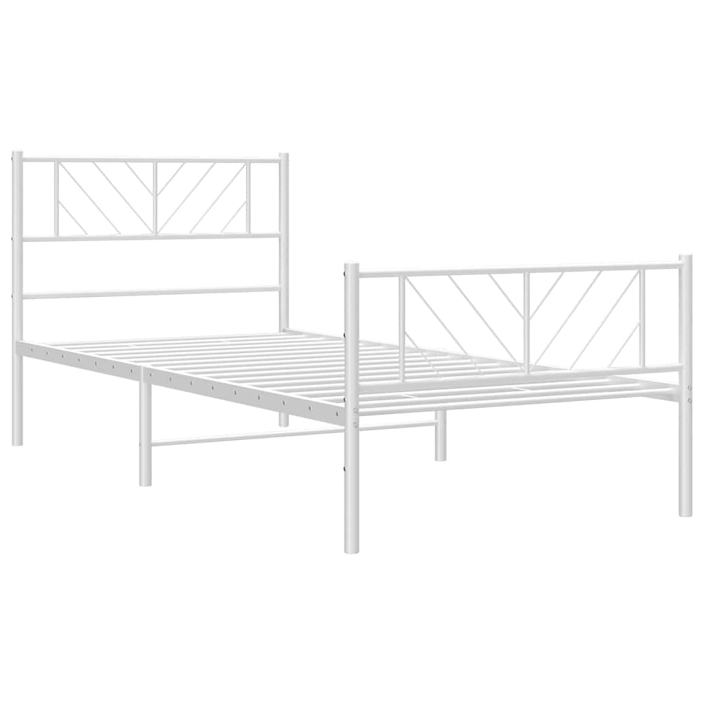 Metalni okvir kreveta uzglavlje i podnožje bijeli 100x190 cm