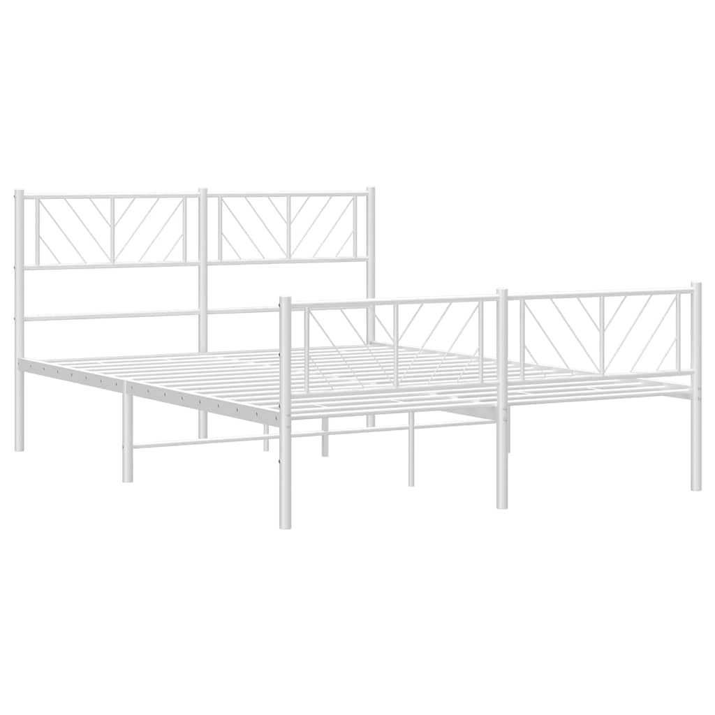 Metalni okvir kreveta uzglavlje i podnožje bijeli 135 x 190 cm
