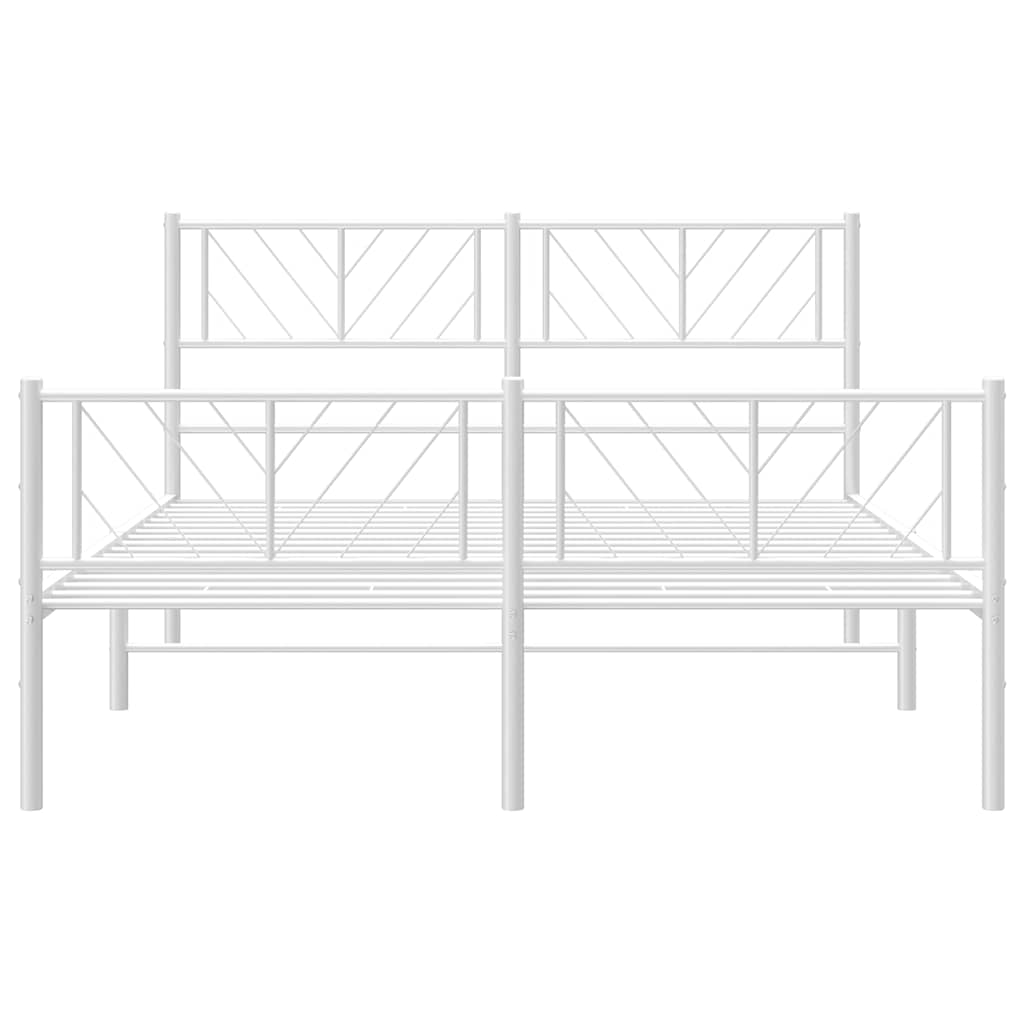 Metalni okvir kreveta uzglavlje i podnožje bijeli 135 x 190 cm