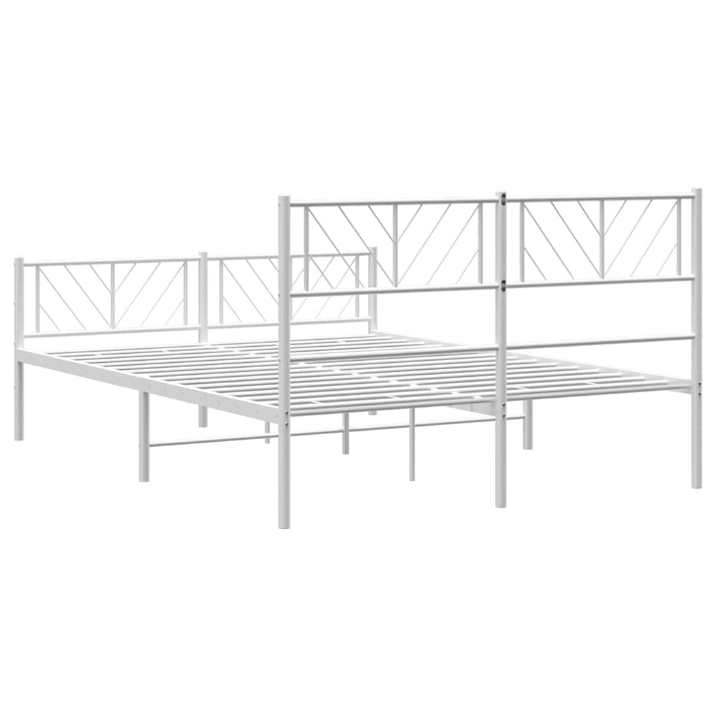 Metalni okvir kreveta uzglavlje i podnožje bijeli 135 x 190 cm
