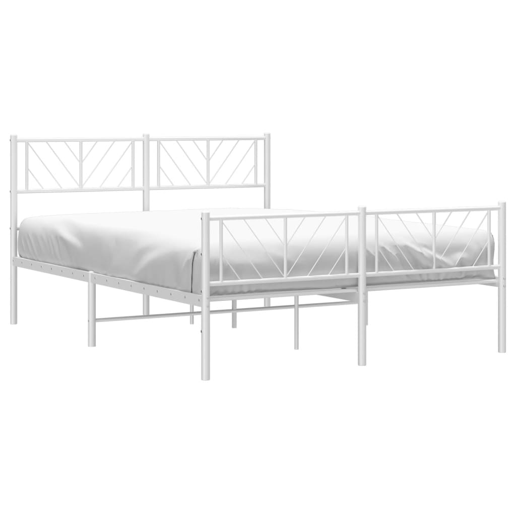 Metalni okvir kreveta uzglavlje i podnožje bijeli 140 x 190 cm