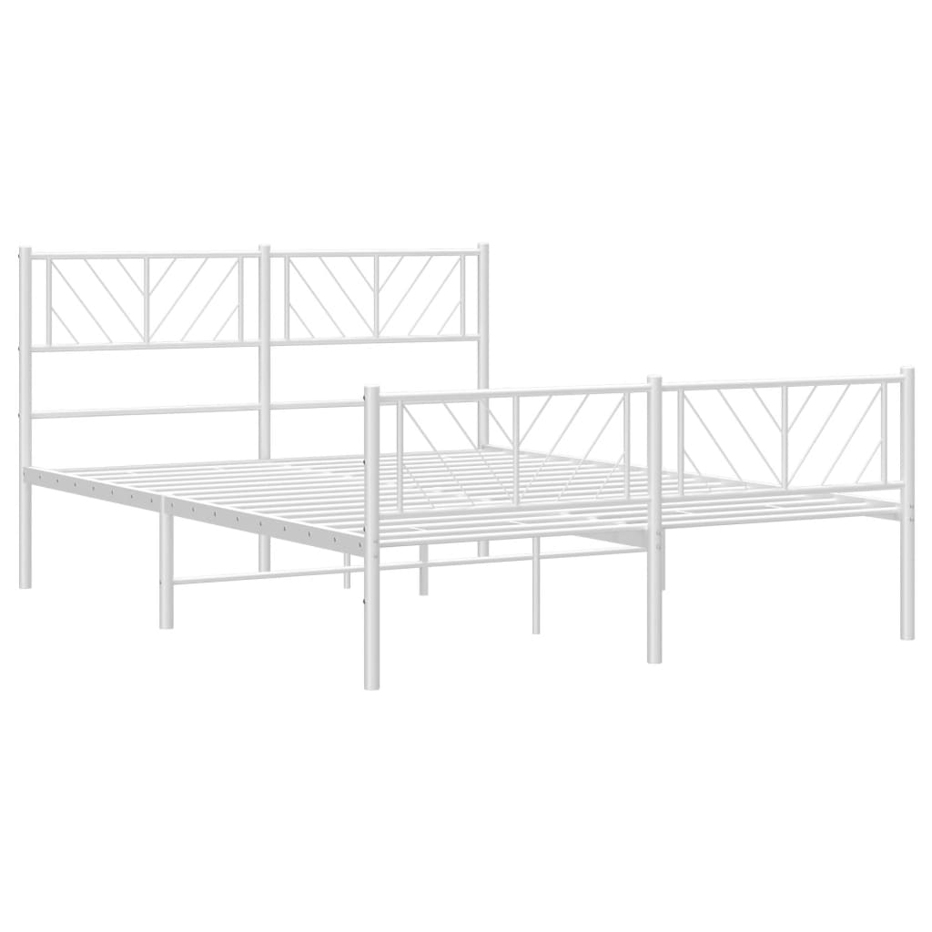 Metalni okvir kreveta uzglavlje i podnožje bijeli 140 x 190 cm