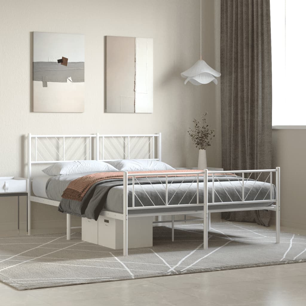 Metalni okvir kreveta uzglavlje i podnožje bijeli 160x200 cm