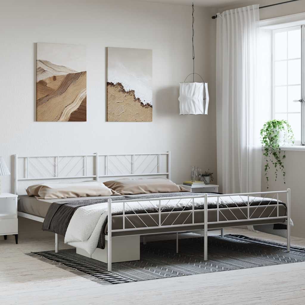 Metalni okvir kreveta uzglavlje i podnožje bijeli 193x203 cm