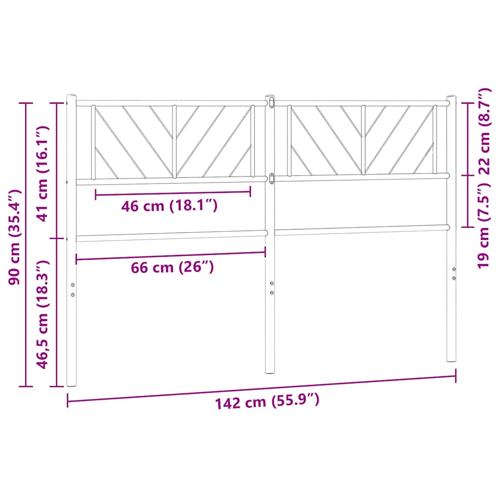 Metalno zamjensko uzglavlje bijelo 135 cm