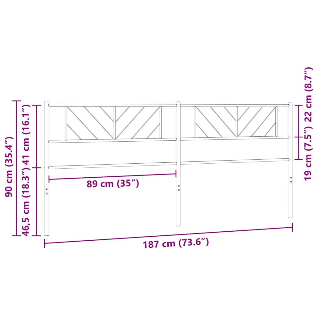 Metalno zamjensko uzglavlje bijelo 180 cm