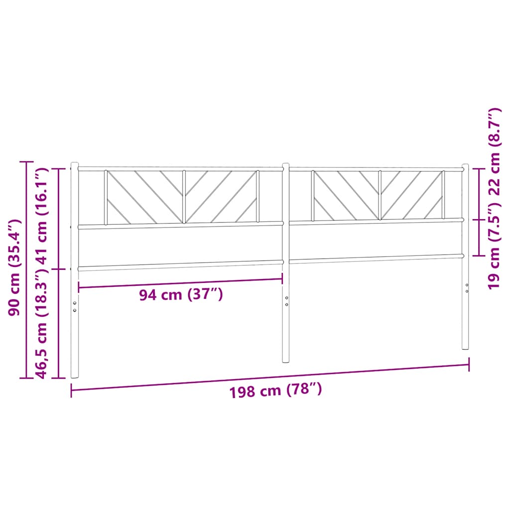 Metalno zamjensko uzglavlje bijelo 193 cm