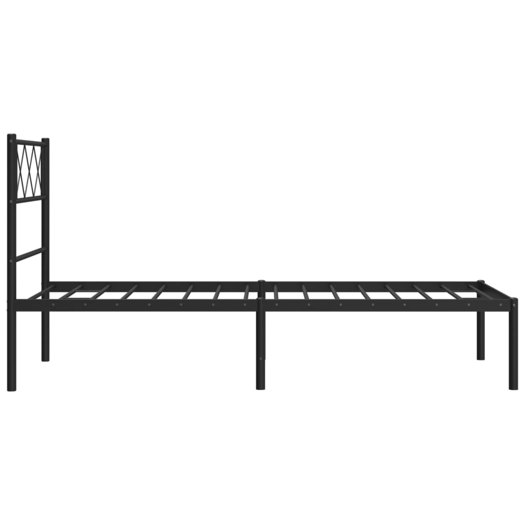 Metalni okvir za krevet s uzglavljem crni 75x190 cm