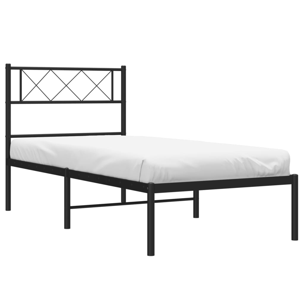 Metalni okvir za krevet s uzglavljem crni 80x200 cm