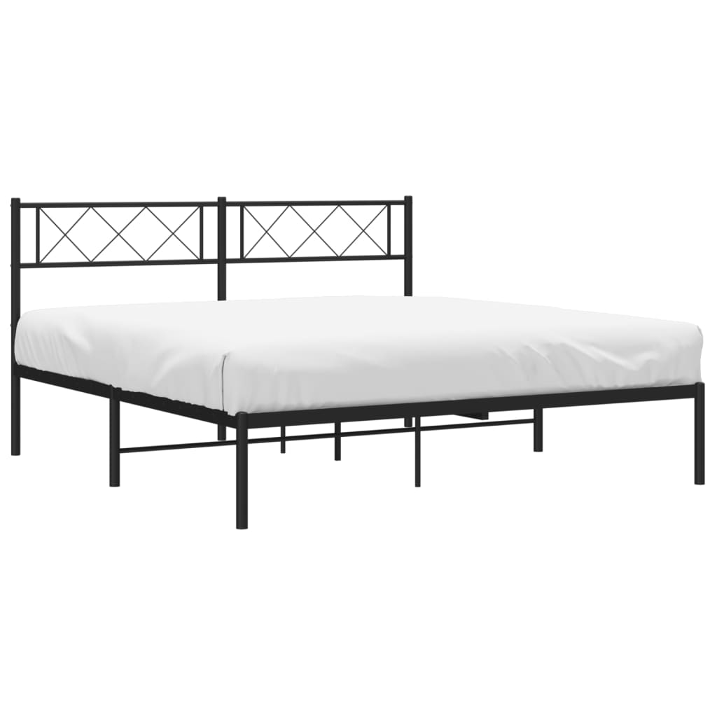 Metalni okvir za krevet s uzglavljem crni 120x190 cm