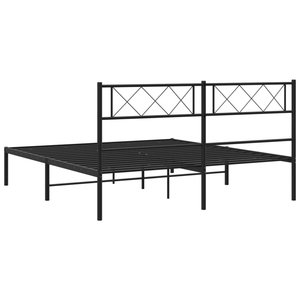 Metalni okvir za krevet s uzglavljem crni 120x190 cm