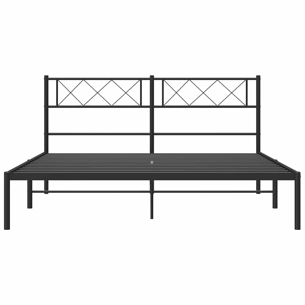 Metalni okvir za krevet s uzglavljem crni 135x190 cm