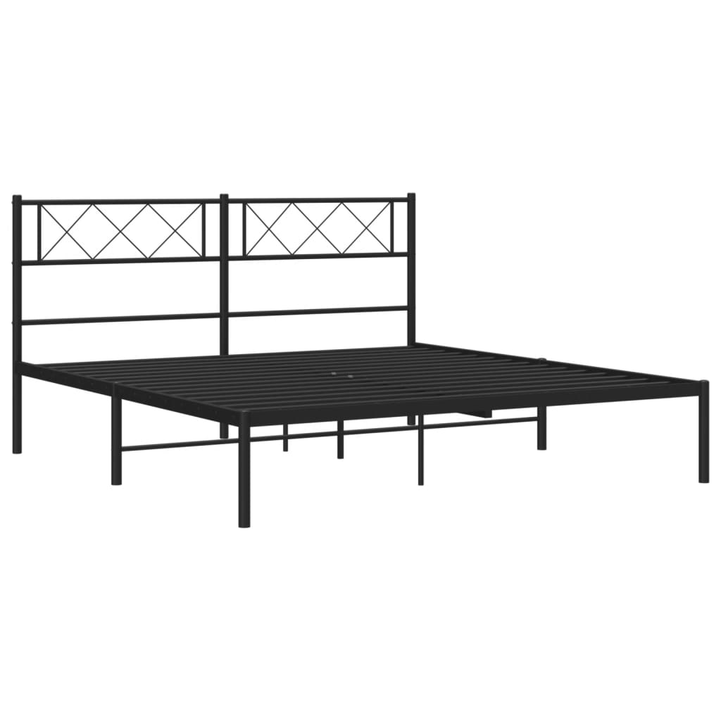 Metalni okvir za krevet s uzglavljem crni 140x190 cm