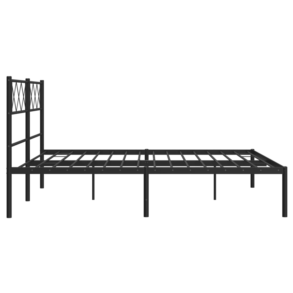 Metalni okvir za krevet s uzglavljem crni 140x190 cm