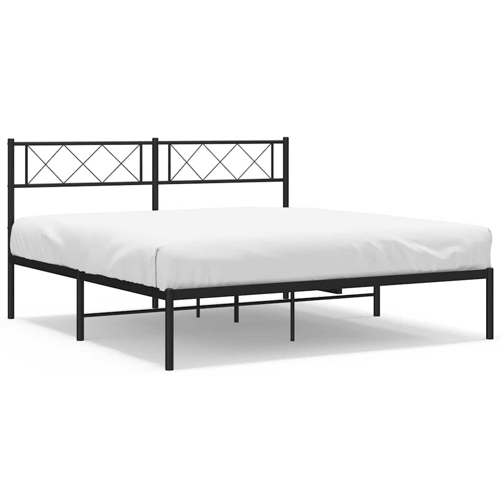 Metalni okvir za krevet s uzglavljem crni 150x200 cm
