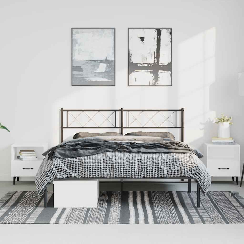 Metalni okvir za krevet s uzglavljem crni 150x200 cm
