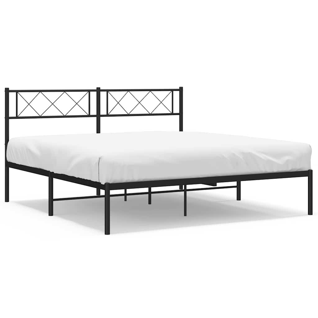 Metalni okvir za krevet s uzglavljem crni 160x200 cm