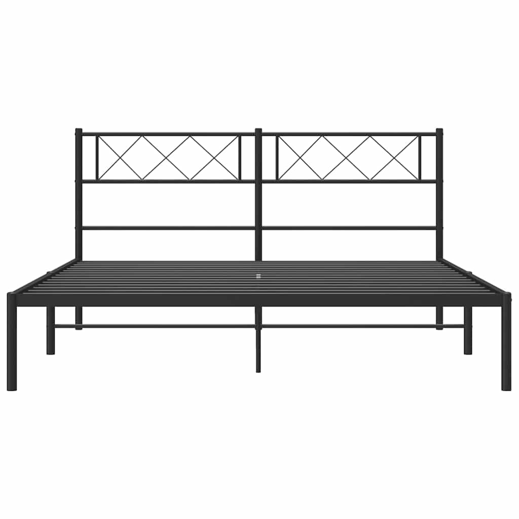 Metalni okvir za krevet s uzglavljem crni 160x200 cm
