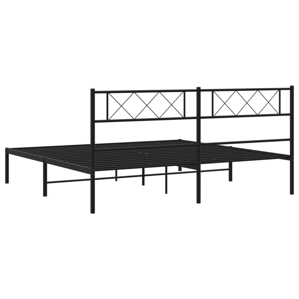 Metalni okvir za krevet s uzglavljem crni 180x200 cm