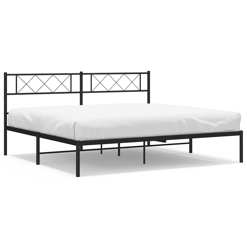 Metalni okvir za krevet s uzglavljem crni 183x213 cm